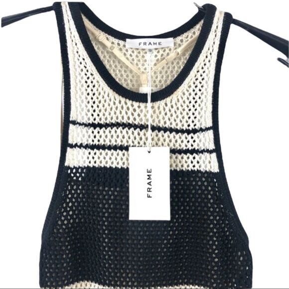 Nwt Frame Crochet Open Knit Striped Long Slim Fit Tank Dress Size XS - Picture 8 of 9